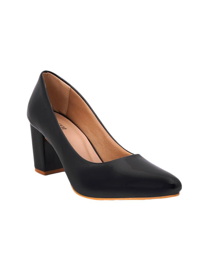 black pu slip on pumps - 17326843 - Zoom Image - 1