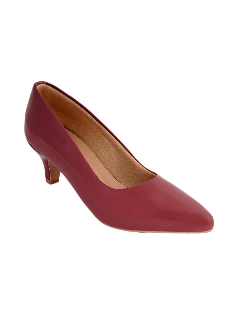 red pu slip on pumps - 17326863 - Zoom Image - 1