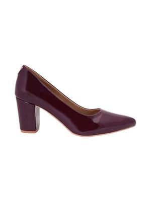 maroon pu slip on pumps - 17326867 - Standard Image - 2