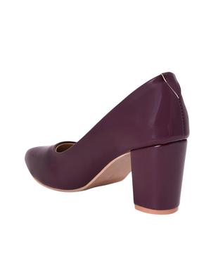 maroon pu slip on pumps - 17326867 - Standard Image - 3