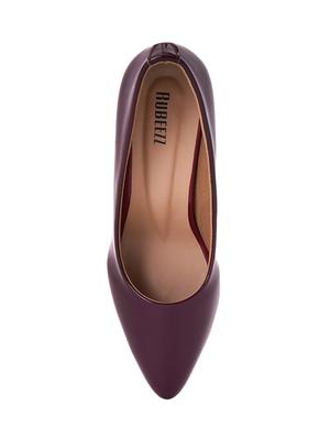 maroon pu slip on pumps - 17326867 - Standard Image - 4