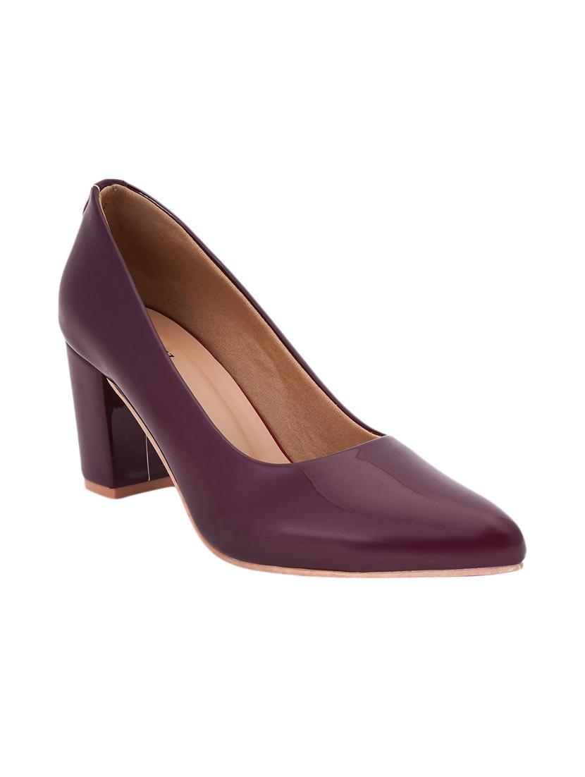 maroon pu slip on pumps - 17326867 - Zoom Image - 1