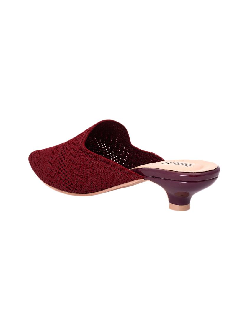 maroon pu slip on pumps - 17326870 - Zoom Image - 3