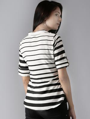 mandarin neck striped shirt - 17326878 - Standard Image - 2