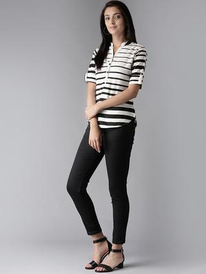 mandarin neck striped shirt - 17326878 - Standard Image - 3