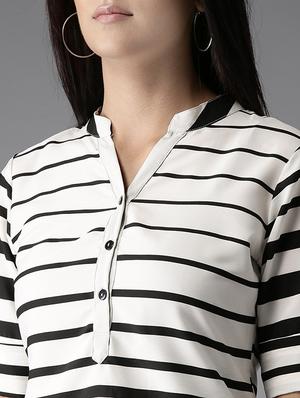 mandarin neck striped shirt - 17326878 - Standard Image - 4