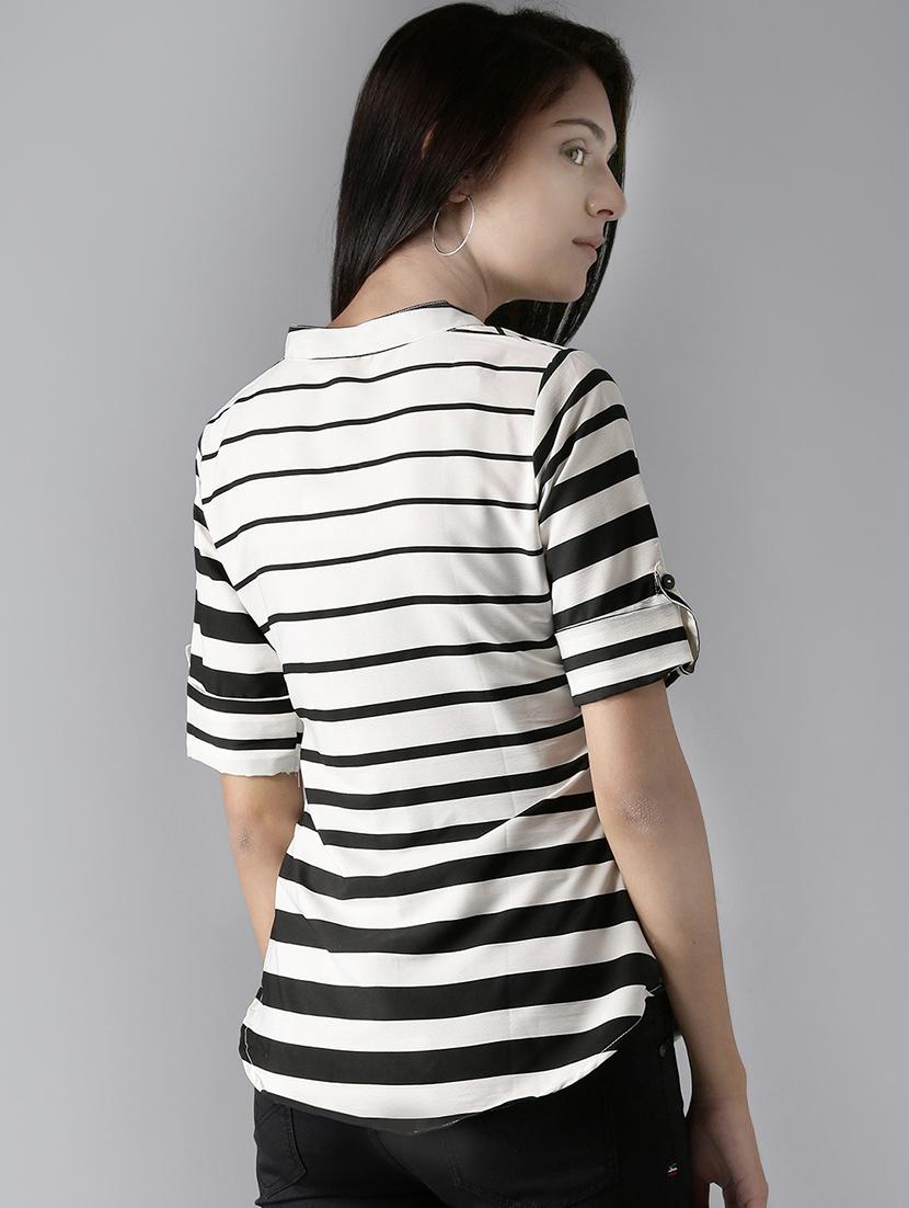 mandarin neck striped shirt - 17326878 - Zoom Image - 2