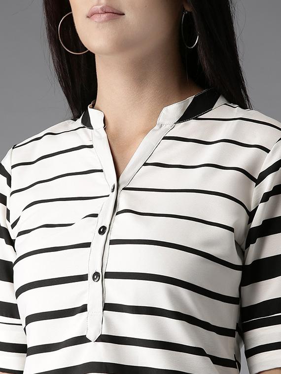 mandarin neck striped shirt - 17326878 - Zoom Image - 4