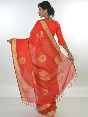 self design handloom saree with blouse - 17327330 - Standard Image - 2
