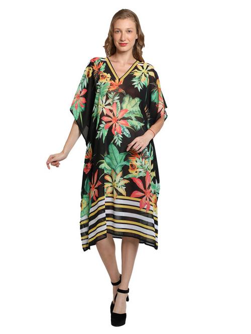 v-neck tropical kaftan dress - 17327343 - Standard Image - 1