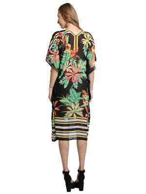 v-neck tropical kaftan dress - 17327343 - Standard Image - 3