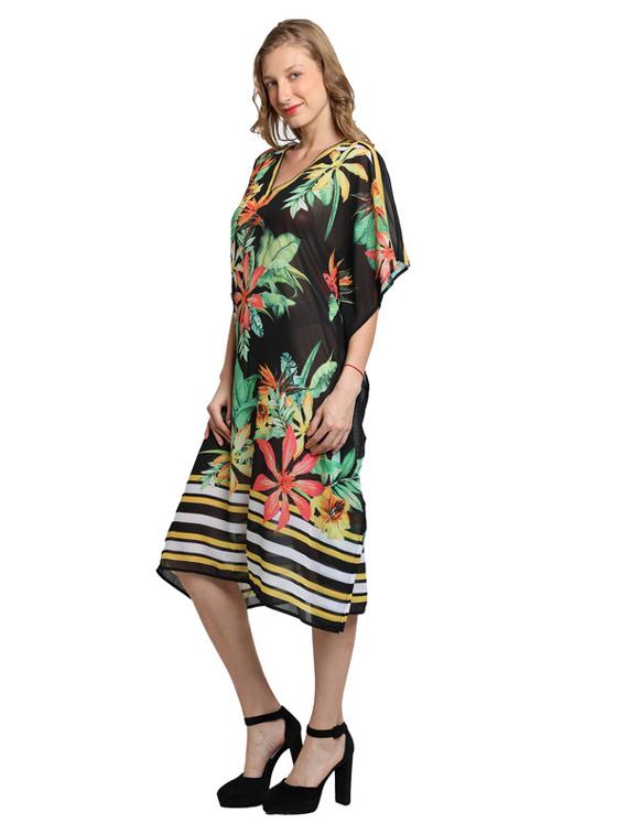 v-neck tropical kaftan dress - 17327343 - Zoom Image - 2