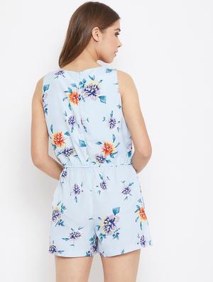 drawstring waist floral romper - 17327348 - Standard Image - 3