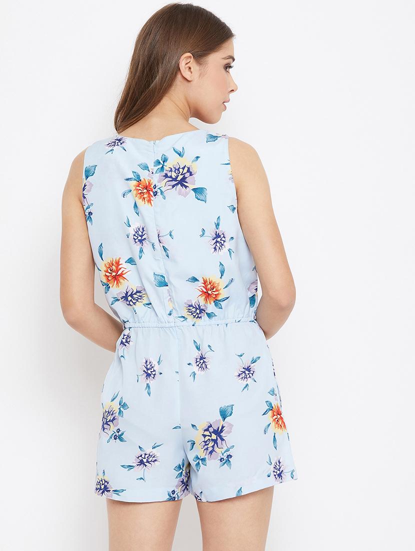 drawstring waist floral romper - 17327348 - Zoom Image - 3