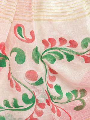 hand painted handloom saree with blouse - 17327354 - Standard Image - 3