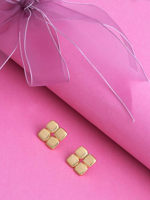 gold metal studs earring - 17327576 - Standard Image - 1