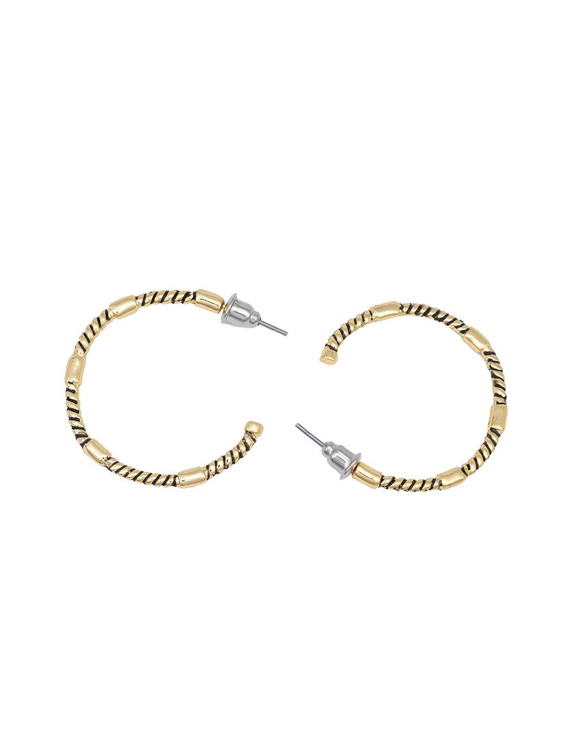 gold metal hoop earring - 17327581 - Zoom Image - 3