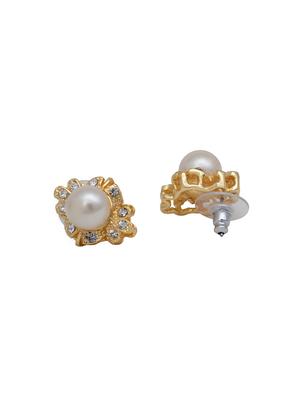 gold metal studs earring - 17327588 - Standard Image - 4