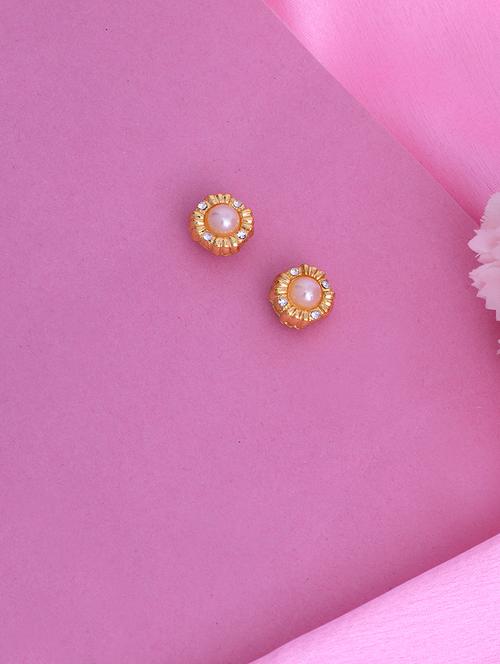 gold metal studs earring - 17327589 - Standard Image - 1