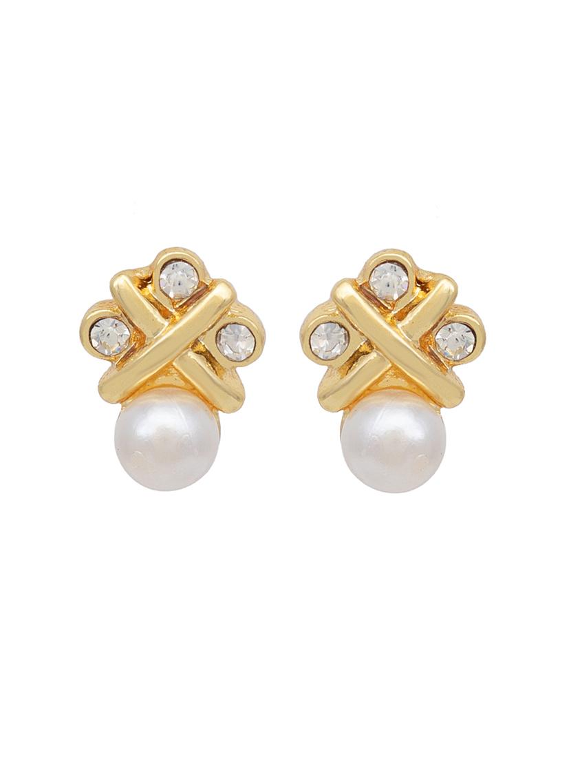 white metal studs earring - 17327592 - Zoom Image - 2