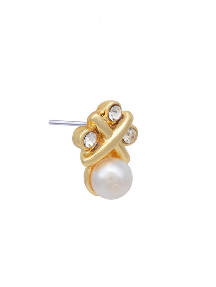 white metal studs earring - 17327592 - Zoom Image - 3
