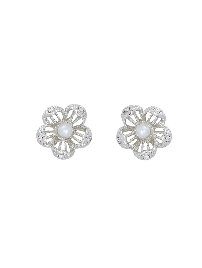 white metal studs earring - 17327596 - Zoom Image - 2