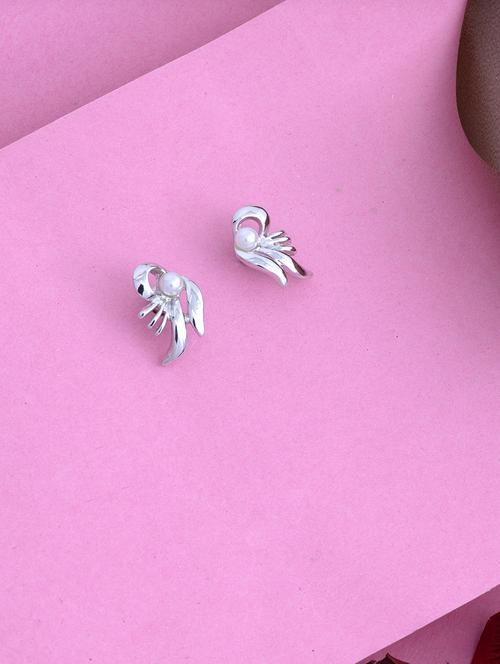 white metal studs earring - 17327602 - Standard Image - 1