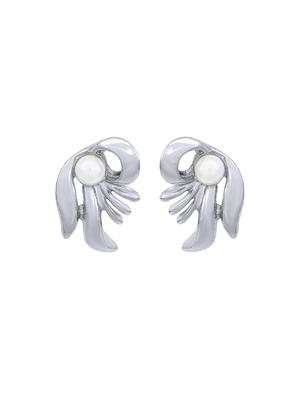 white metal studs earring - 17327602 - Standard Image - 2