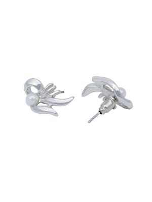 white metal studs earring - 17327602 - Standard Image - 3
