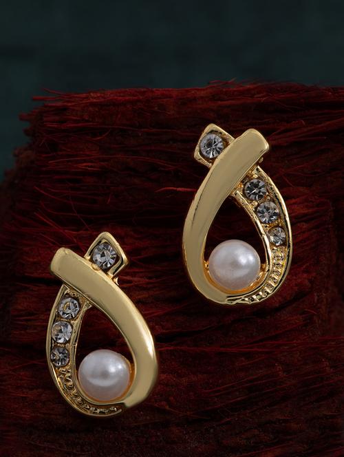 white metal studs earring - 17327606 - Standard Image - 1