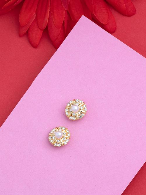 white metal studs earring - 17327608 - Standard Image - 1