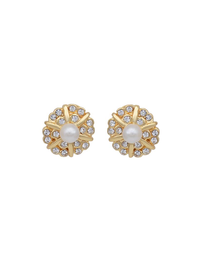 white metal studs earring - 17327608 - Zoom Image - 3