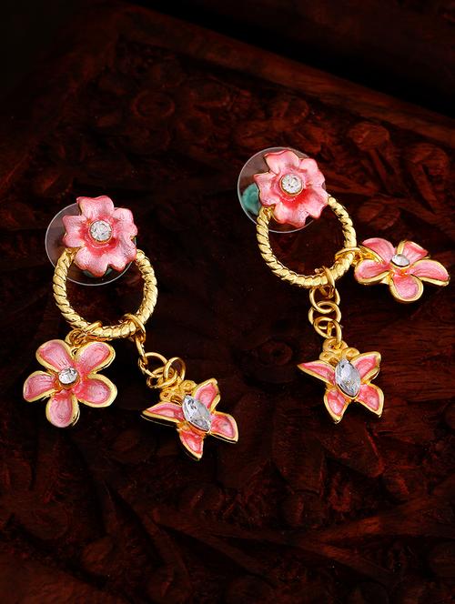 pink metal chandellier earring - 17327621 - Standard Image - 1