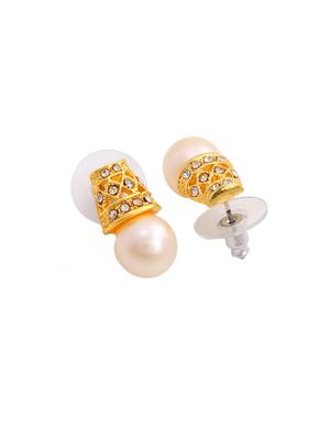 white metal studs earring - 17327624 - Standard Image - 4