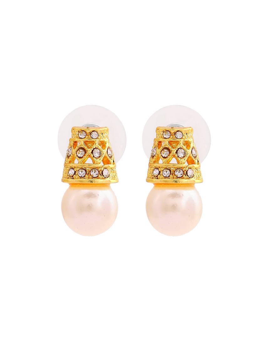 white metal studs earring - 17327624 - Zoom Image - 2