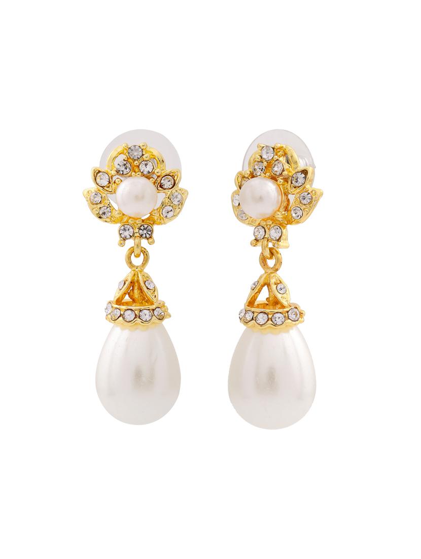 white metal drop earring - 17327637 - Zoom Image - 2