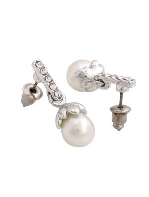 white metal drop earring - 17327650 - Standard Image - 4