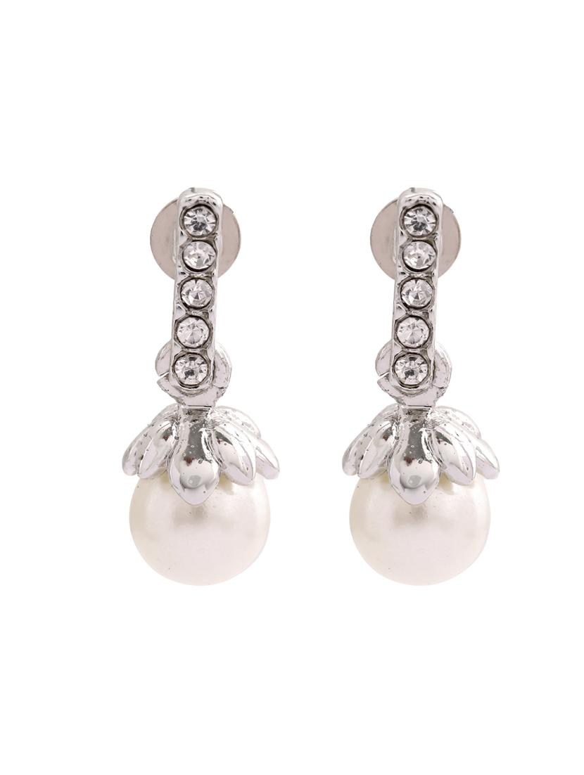 white metal drop earring - 17327650 - Zoom Image - 2
