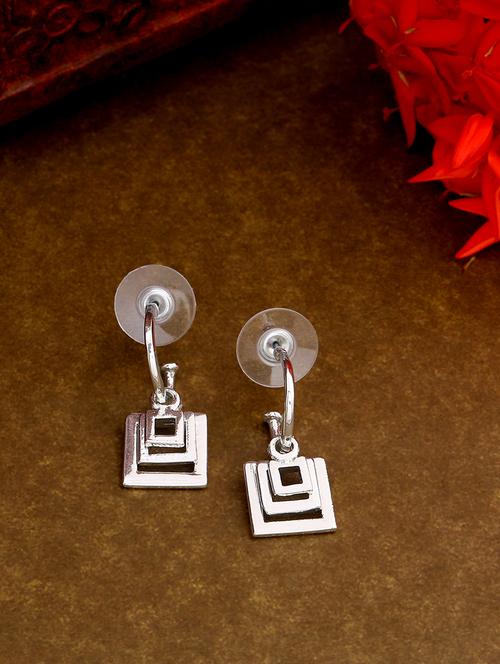 silver metal hoop earring - 17327675 - Standard Image - 1