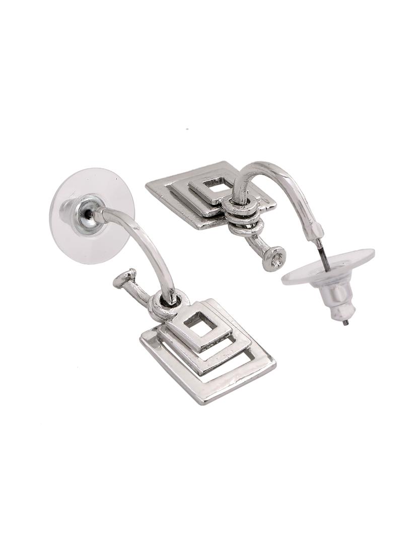 silver metal hoop earring - 17327675 - Zoom Image - 2