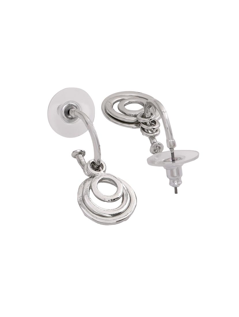 silver metal hoop earring - 17327676 - Zoom Image - 4
