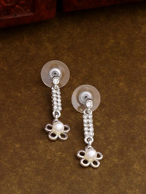 silver metal drop earring - 17327684 - Standard Image - 1