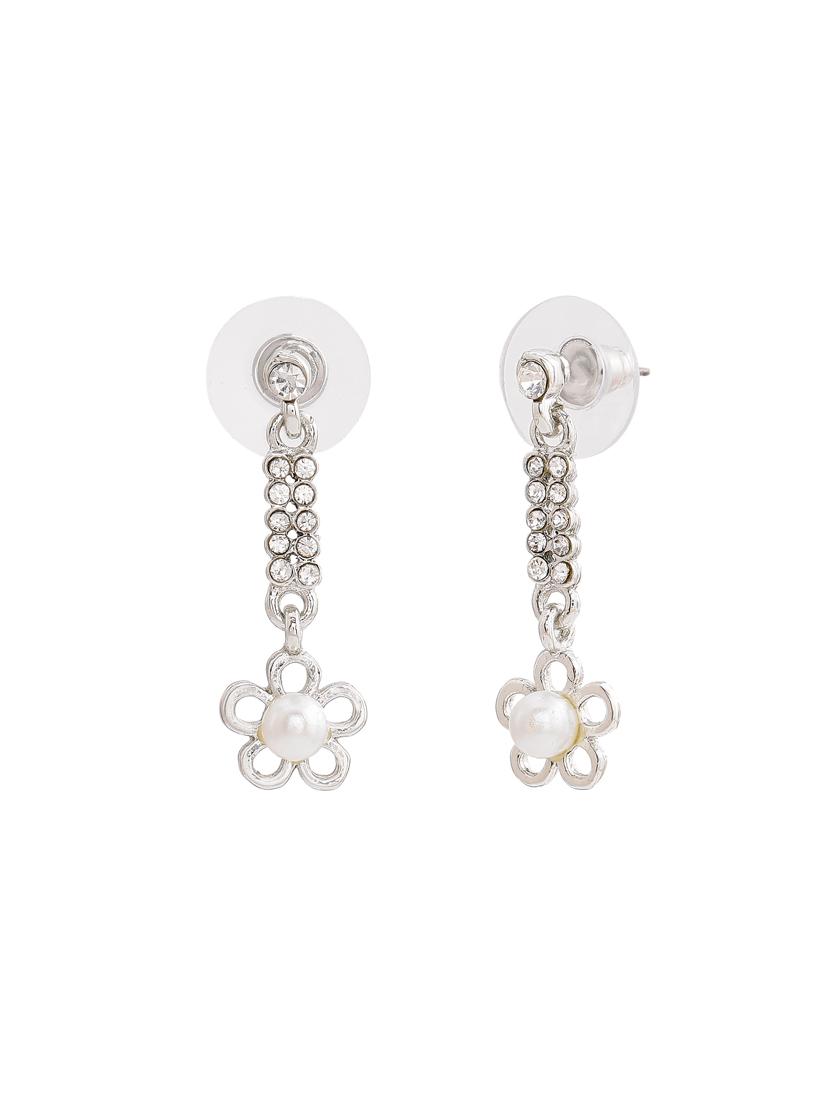 silver metal drop earring - 17327684 - Zoom Image - 3