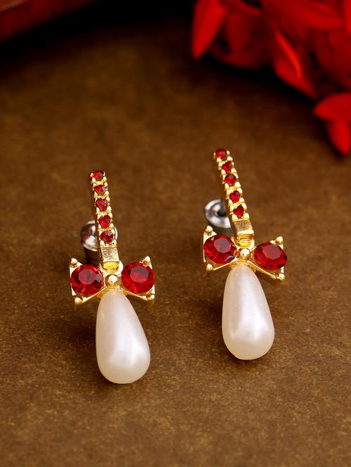 red metal drop earring - 17327696 - Standard Image - 1