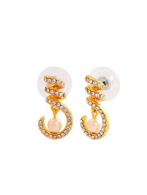 white metal studs earring - 17327701 - Standard Image - 4