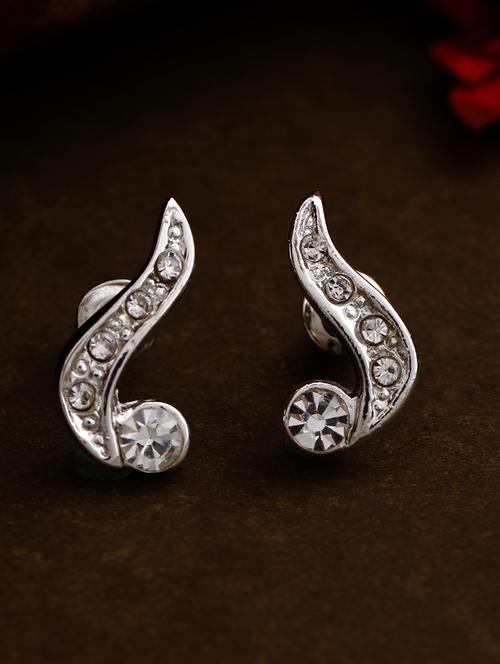 white metal studs earring - 17327738 - Standard Image - 1