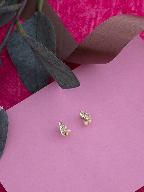 gold metal studs earring - 17327749 - Standard Image - 1