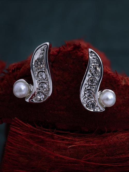 white metal studs earring - 17327750 - Standard Image - 1