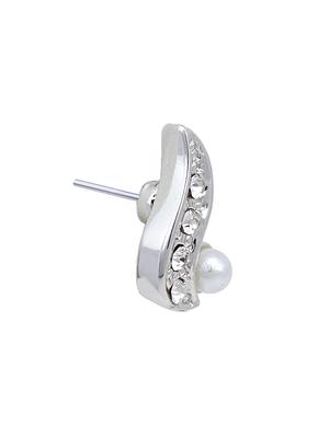 white metal studs earring - 17327750 - Standard Image - 4