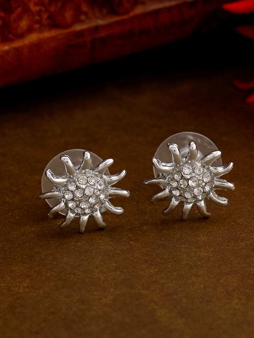 silver metal studs earring - 17327770 - Standard Image - 1